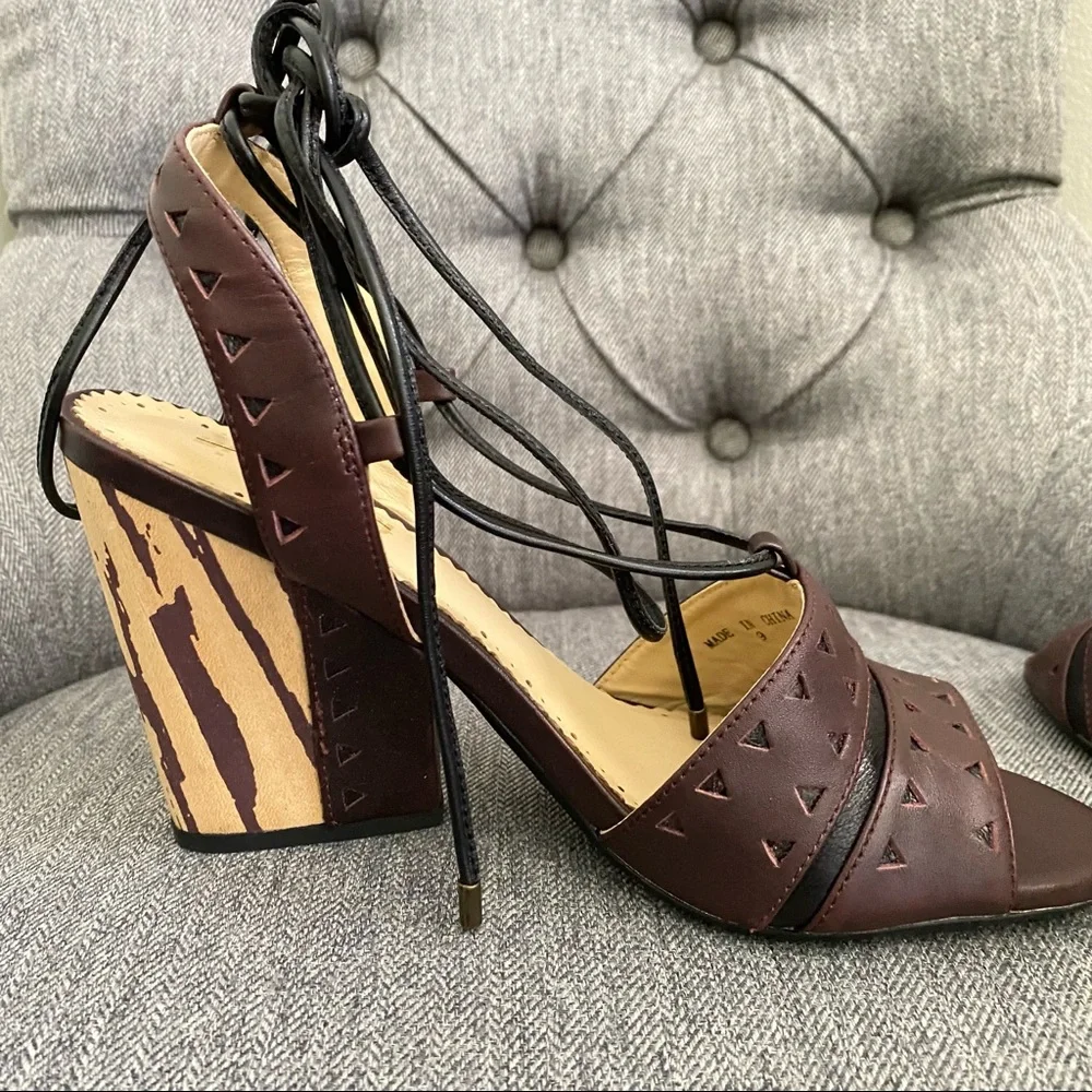 •Anthropologie Caley tie semi wedge sandal• Size 9 - Picture 2 of 10